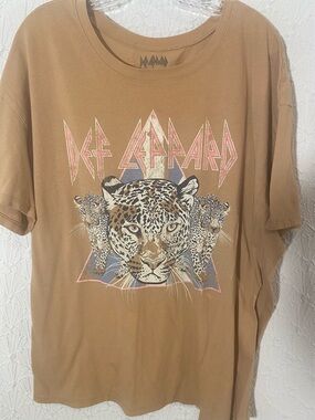 Def Leppard Graphic Tee - Leopard Print - Tan Size XXXL